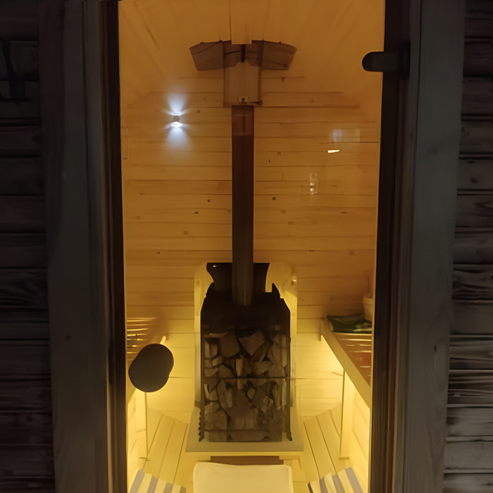 Roundline Sauna-Barrel 240cm with Wood-Burning Stove - Compact 4-6 Person Outdoor Garden Sauna