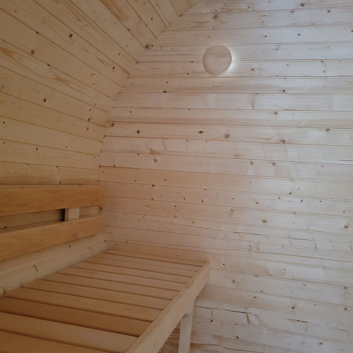 Roundline Sauna-Barrel 240cm with Wood-Burning Stove - Compact 4-6 Person Outdoor Garden Sauna