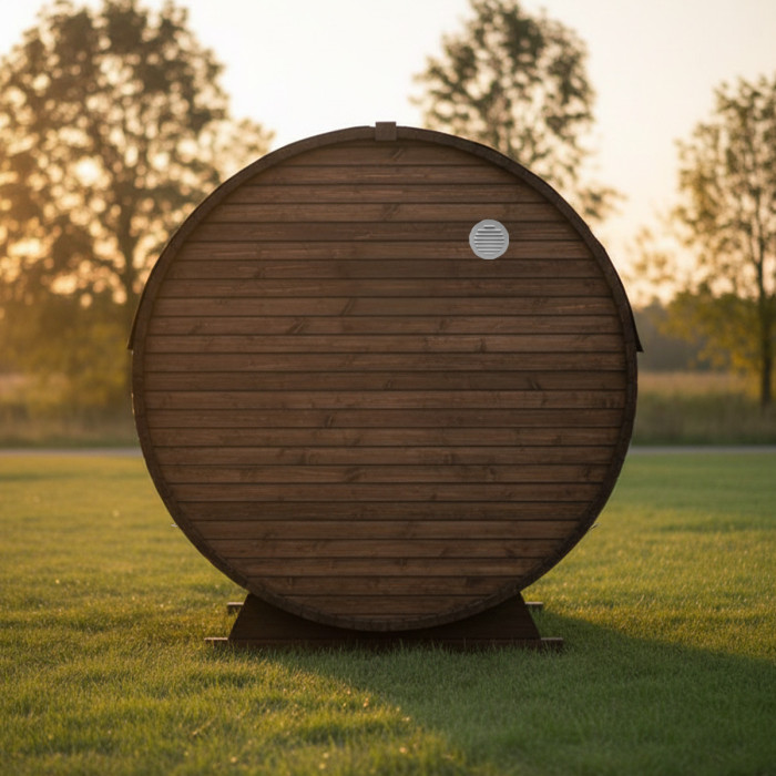 Roundline Sauna-Barrel MINI 180cm with Electric Stove - Compact 2-4 Person Outdoor Garden Sauna