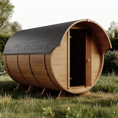 Roudline Barrel Sauna 340 cm Electric Heater 4–6 Person