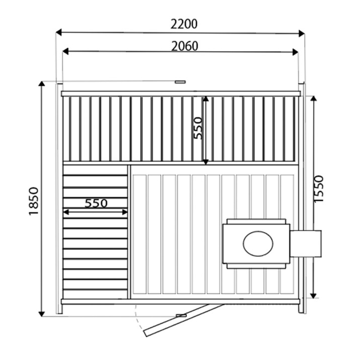 Garden Sauna 180 cm with Wood-Burning Stove