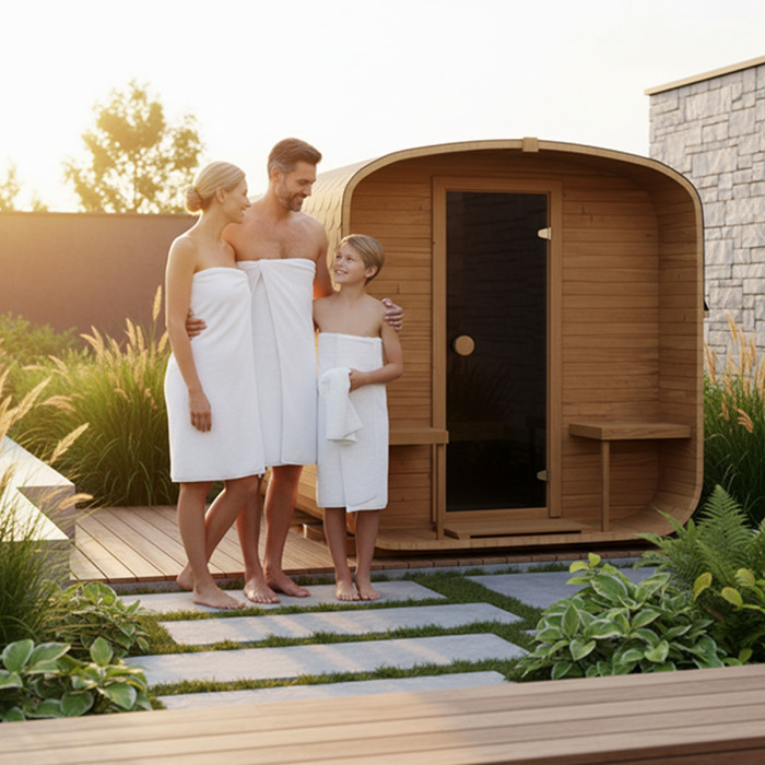 Cube Sauna 340cm with Electric Stove - Compact 4-6 Person Outdoor Garden Sauna