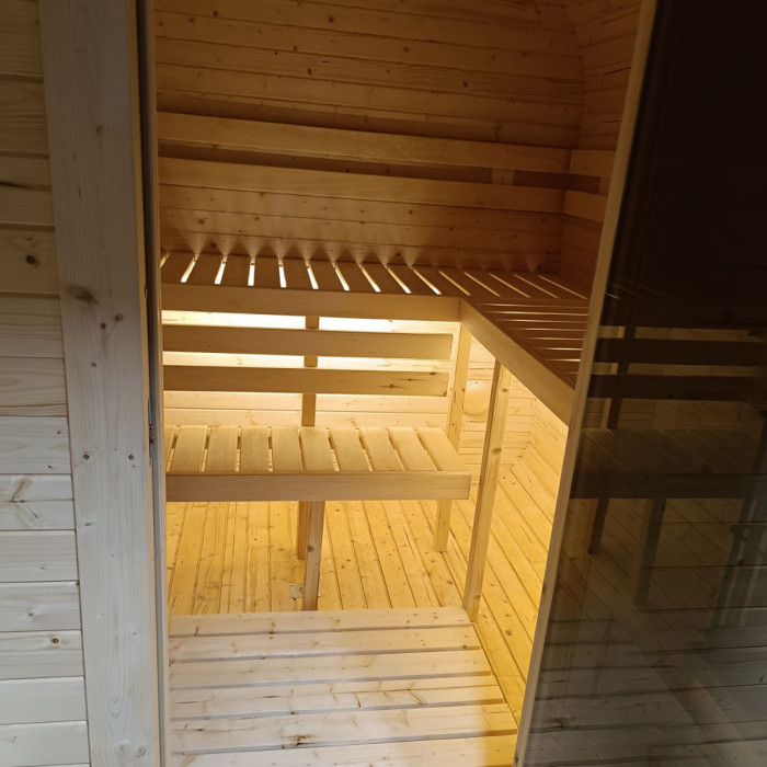 Cube Sauna 340cm with Electric Stove - Compact 4-6 Person Outdoor Garden Sauna