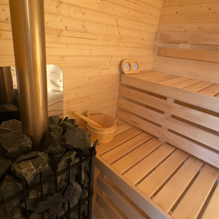 Cube Sauna 240cm with Wood-Burning Stove - Compact 4-6 Person Outdoor Garden Sauna  