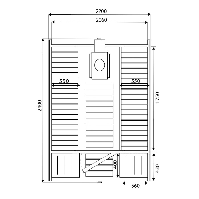 Cube Sauna 240cm with Wood-Burning Stove - Compact 4-6 Person NOT DOUBLE SHELF 0