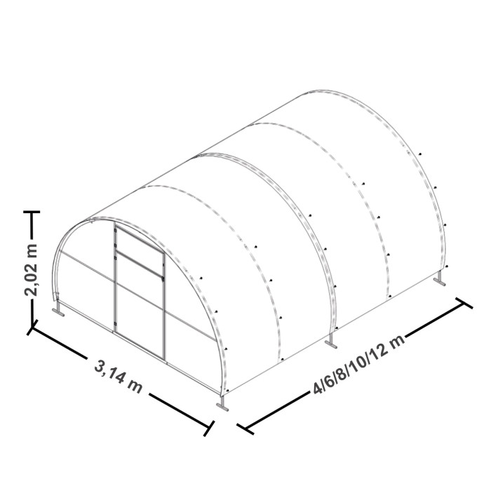 Modular Steel Tunnel Greenhouse | Width 3.14m