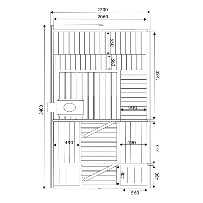 Cubeline Sauna 340 cm Electric Heater 4–6 Person