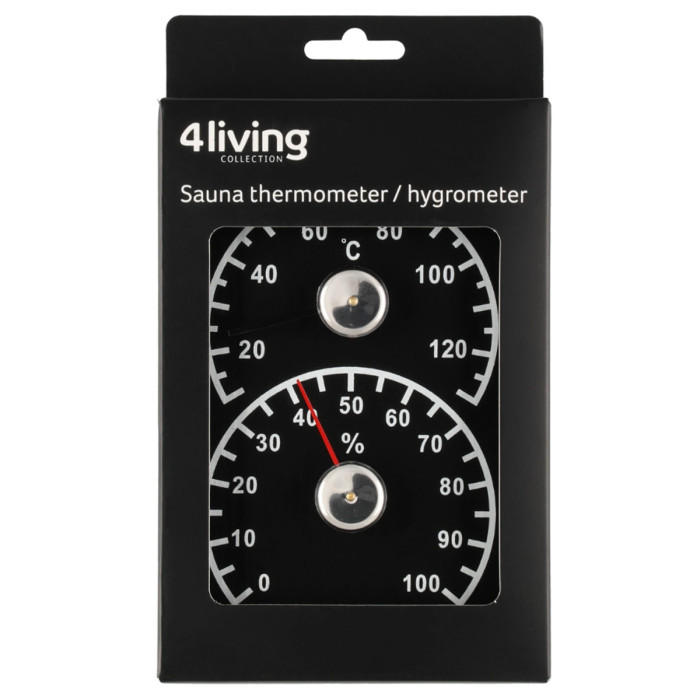 4Living Sauna Thermo-Hygrometer – Black